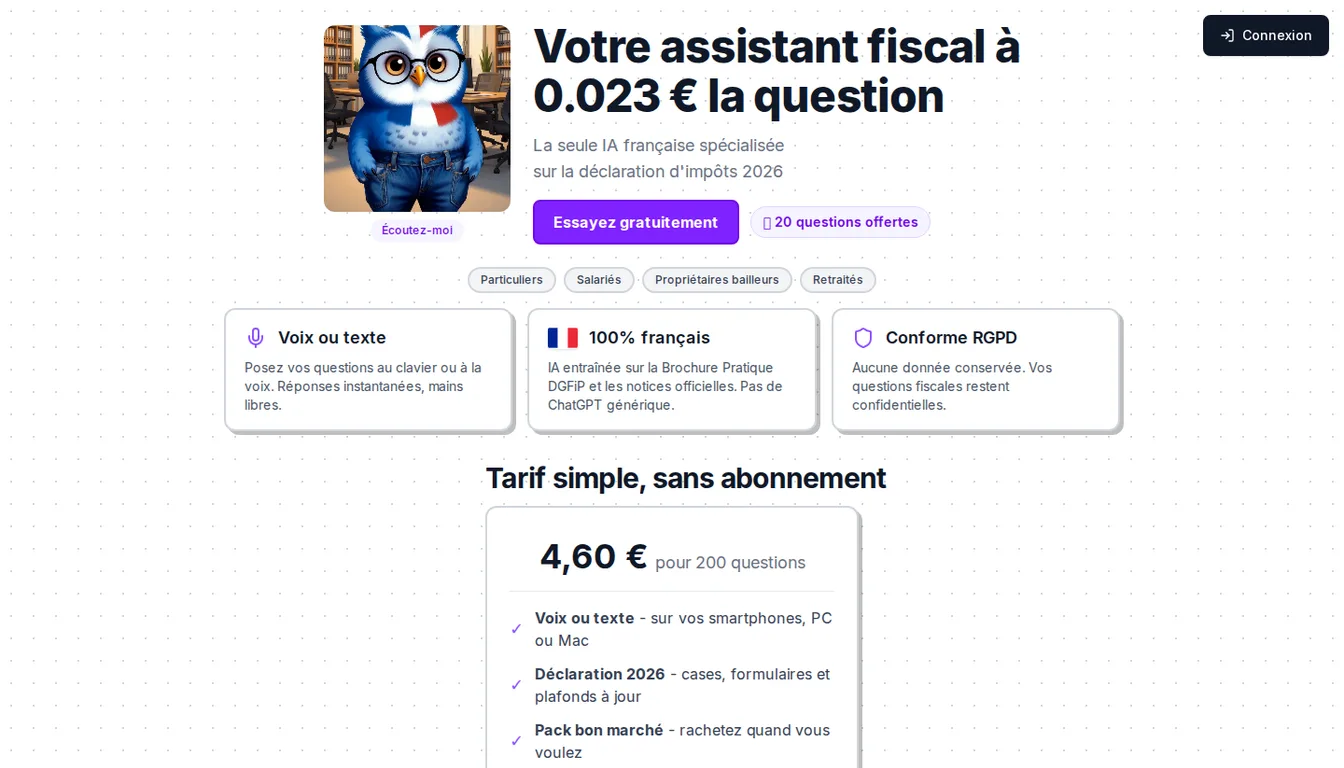 Page d'accueil de Parles aux Impôts pour la déclaration 2026